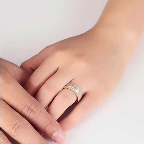 Cubic Zirconia Stainless Steel Ring - Picture 4 of 5